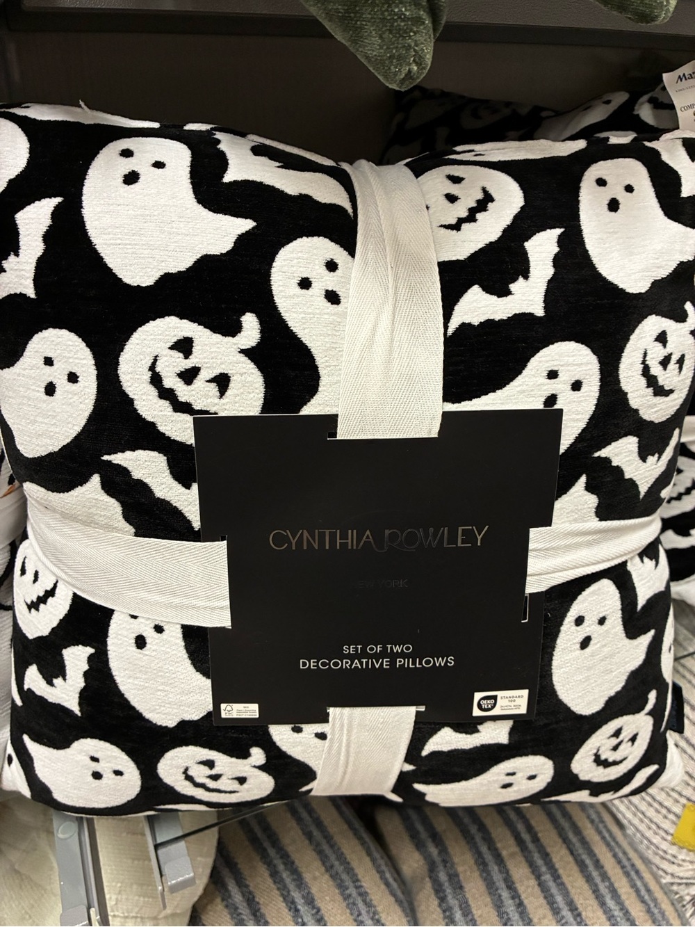 Cynthia Rowley Black and White Ghost & Pumpkin Accent Pillow Set
